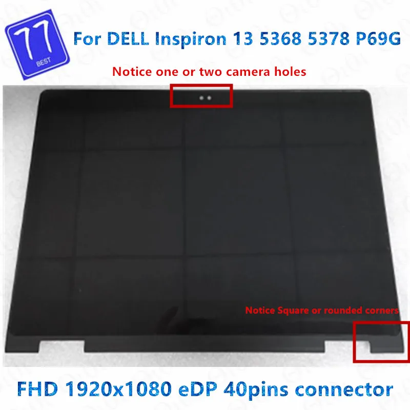 

Original 13.3" for DELL Inspiron 13 5368 5378 P69G LCD Touch Screen Assembly+Bezel B133HAB01.0 NV133FHM-N41 A11 FHD 1920x1080