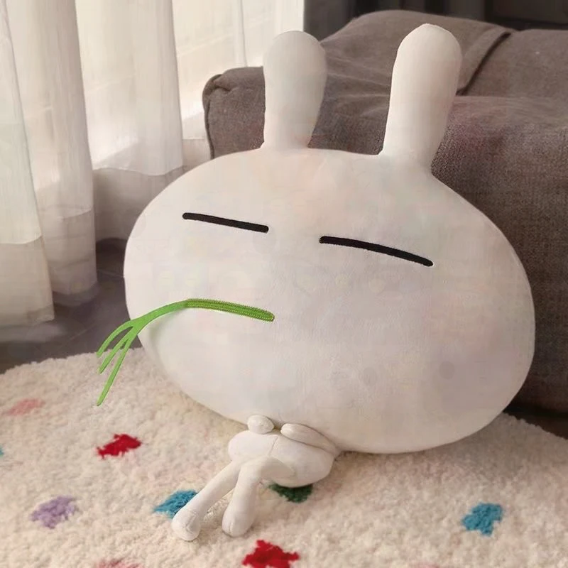 

Плюшевая игрушка-кролик Tuzki Grass Emoji, мягкая и уютная, для детей, подарок на день рождения, подушка-обнимашка, к Детскому дню