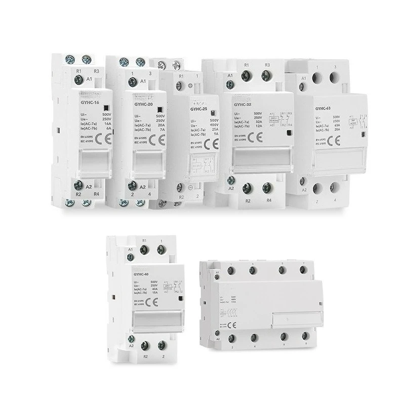 GYHC Household AC‑DC Contactor 2P 2NO 25A 63A 220V Automatic DIN‑Rail Mount Electrical Switch Component