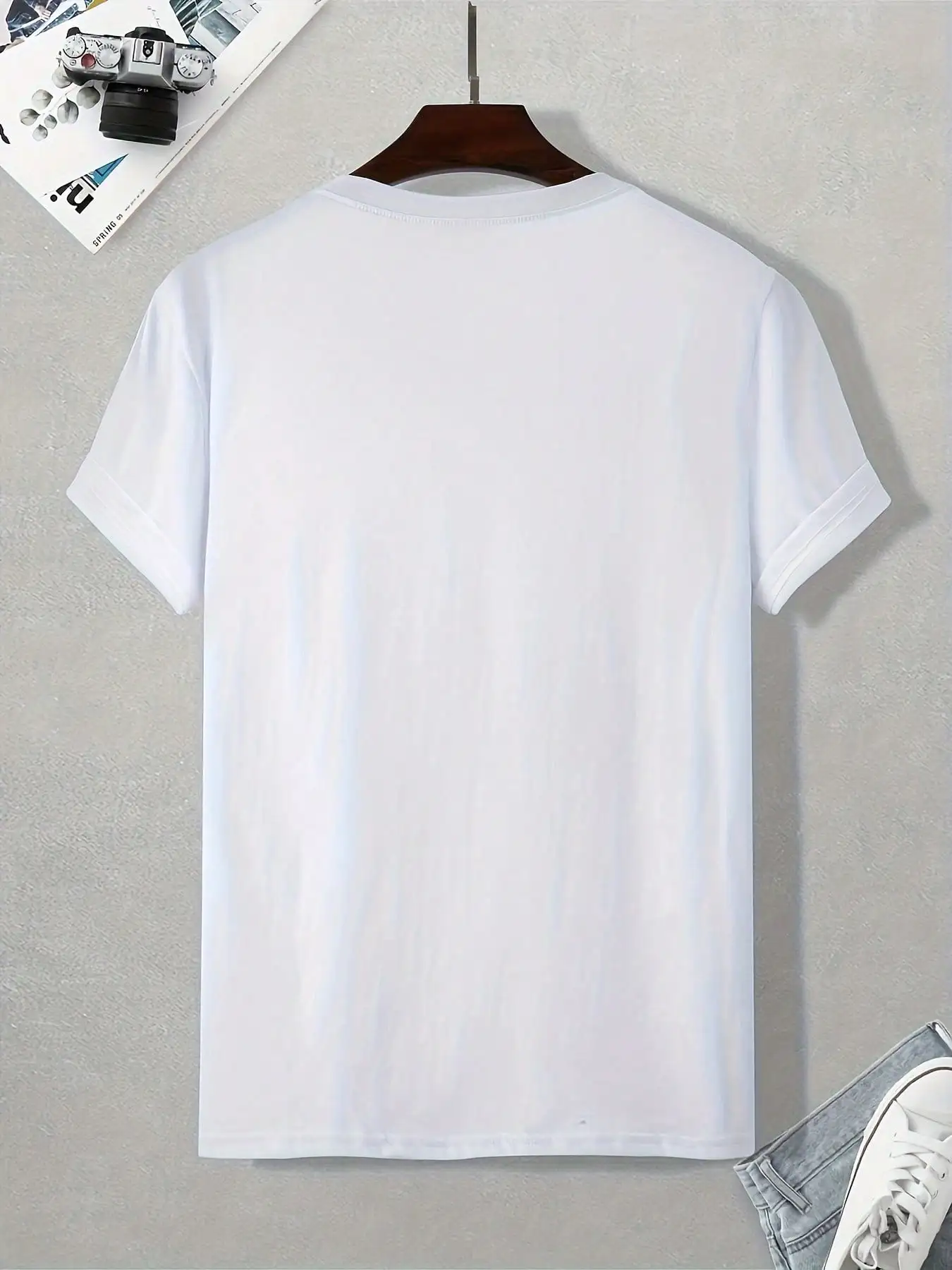 เสื้อยืดคอกลมลําลองสําหรับบุรุษพิมพ์ลาย NEW YORK USA ผ้าถักผ้าฝ้าย 100% ยืดเล็กน้อยสีทึบพอดีปกติ