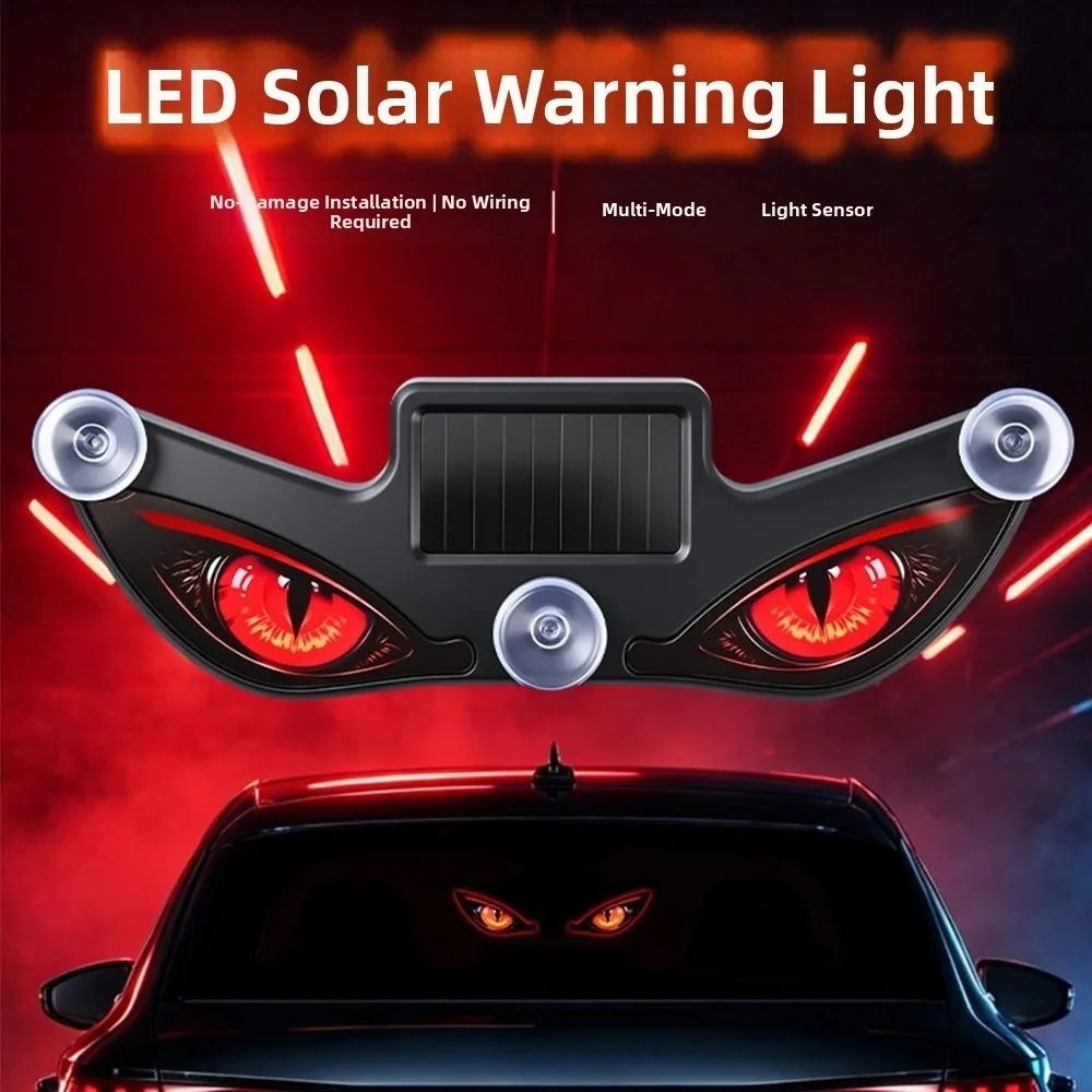 New Solar Devil Eyes Car Lights Suction Cup Wireless Car Warning Light Vibration Lights on Dynamic Display LED Car Light