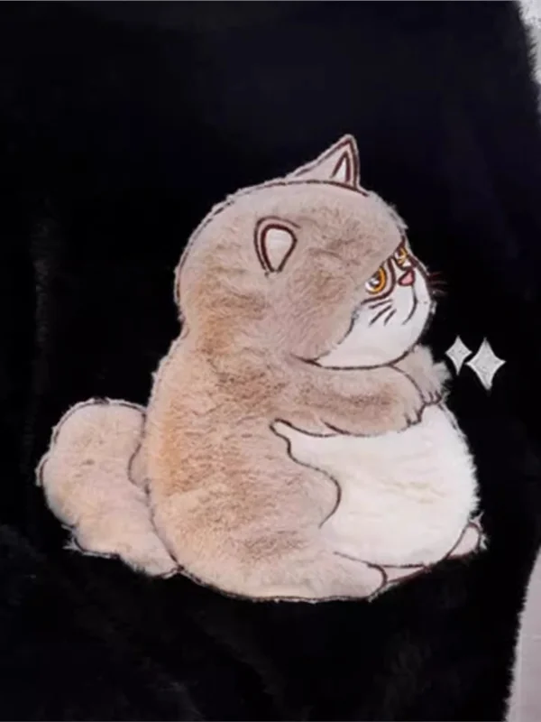 سترة محبوكة من الفرو الصناعي للنساء لخريف وشتاء دافئ طويل Sve مستدير Ne ملابس خارجية للفتيات في المدارس الثانوية #3