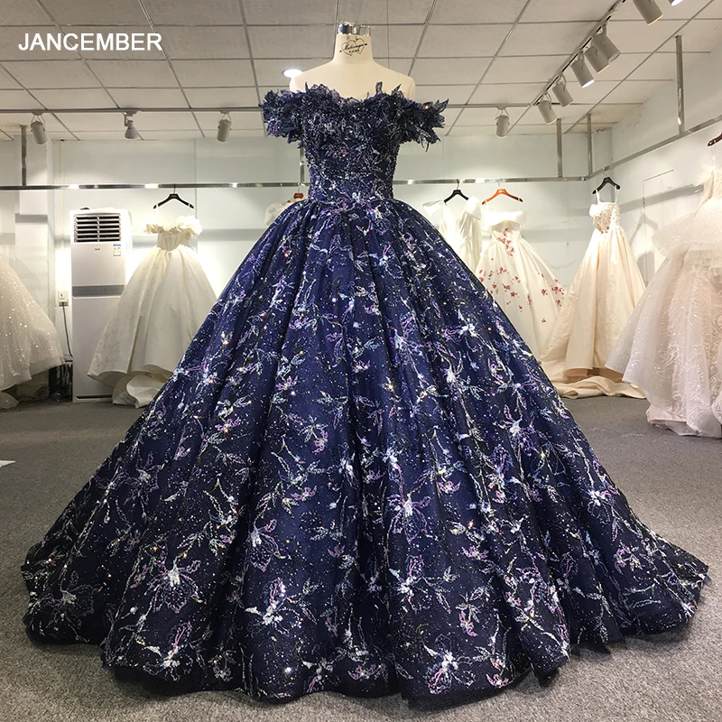 

Jancember Luxury Brand New Quinceanera Dresses 2024 Boat Neck Organza Sequins Short Sleeves vestidos de 15 quinceañera 2024