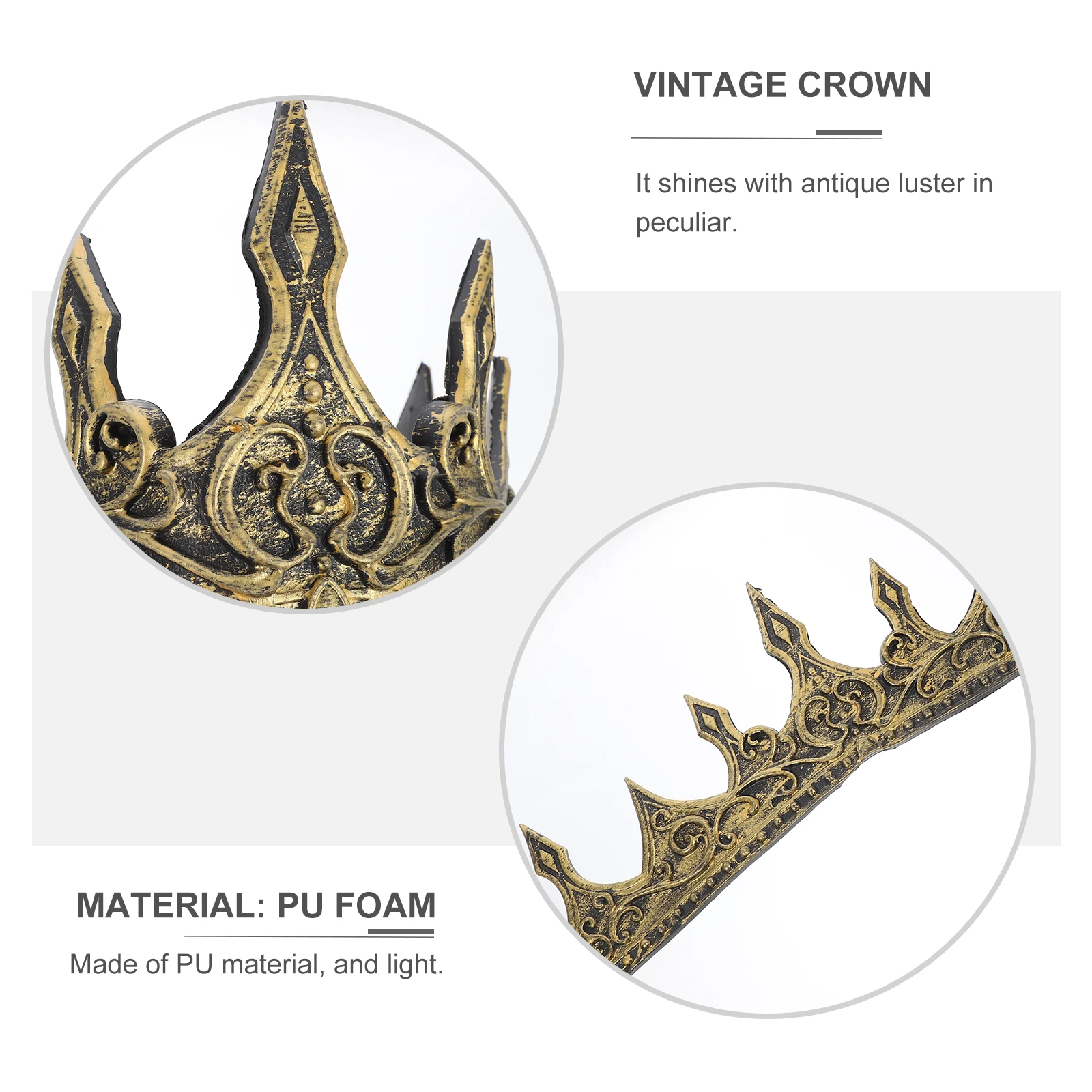 

PU Lightweight Crown Medieval King Headpiece for Birthday Weddings Cosplay Parties Cosplay Crown