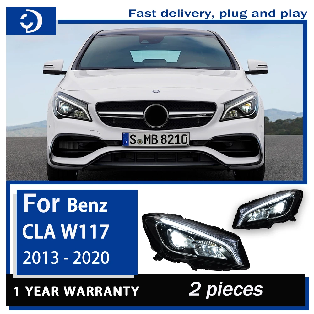 

Автомобильные фары для Mercedes-Benz CLA W117, светодиодные фары 2013-2020, светодиодные ДХО, сигнальные проекционные линзы, автомобильные аксессуары