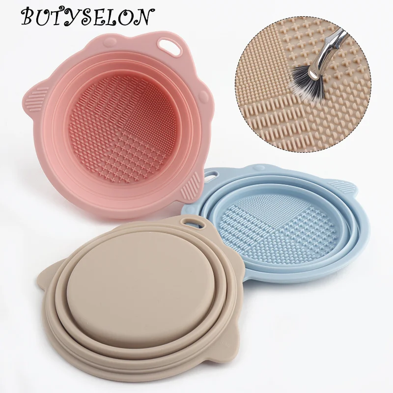 

1pcs Silicone Makeup Brush Cleaner Bowl Foldable Cleaning Mat Cosmetic Foundation Eyeshadow Powder Brushes Clean Makeup Tools