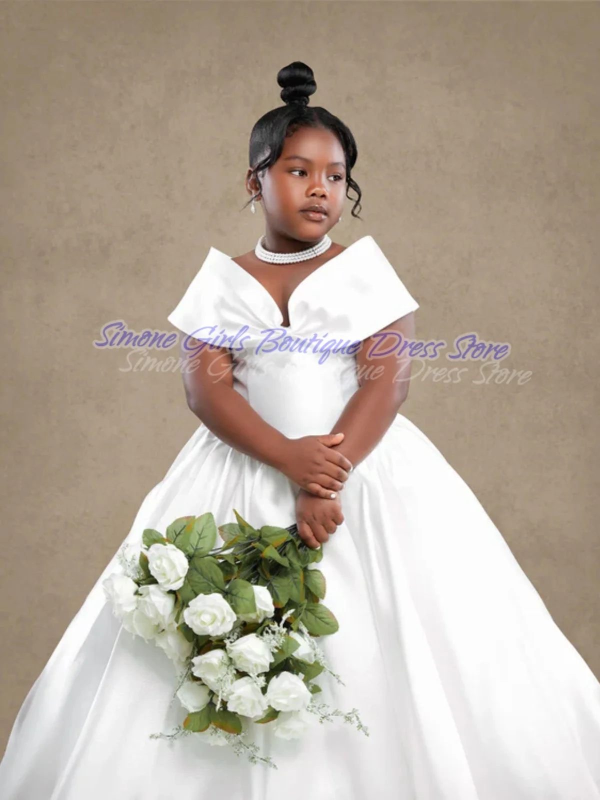 Bloemenmeisjesjurk Elegante satijnen kleine prinsessenjurk voor verjaardagsfeestje Huwelijksceremonies Formele recepties Fotoshoots