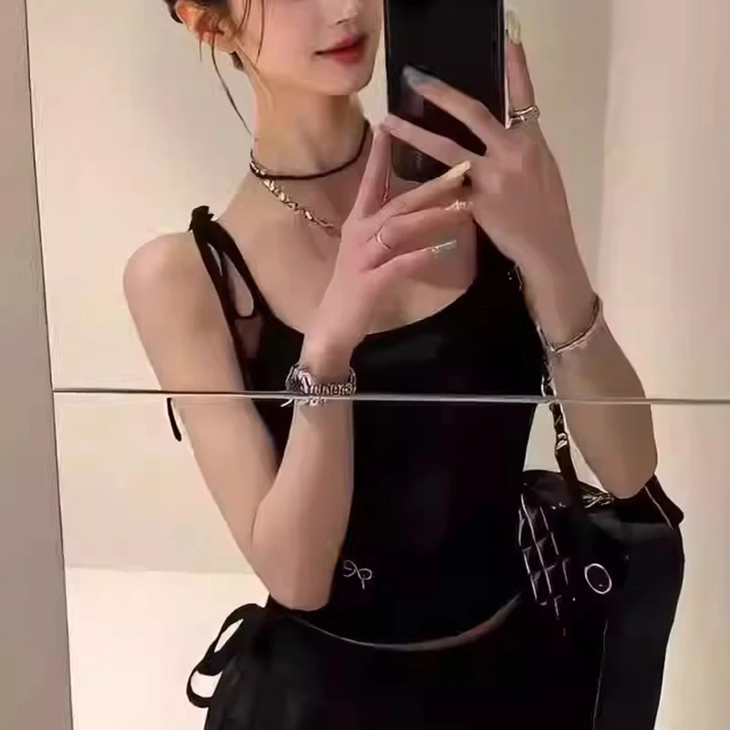 Camisole tricotée extensible douce et Sexy pour femmes, coupe cintrée, décontractée, à la mode