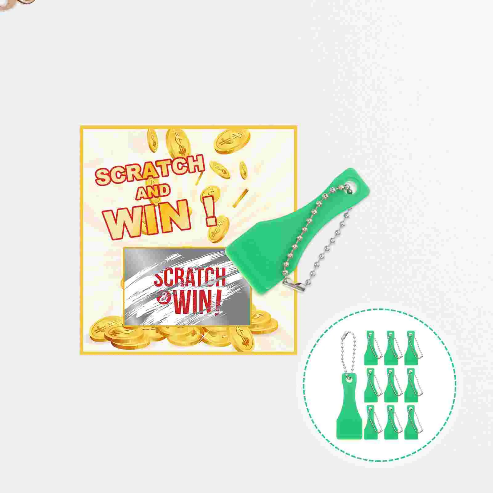 Plastic Card Scraper Ticket Tools, Lottery Scratcher Labels, Chain Tool, Gratteux, 10 Pcs