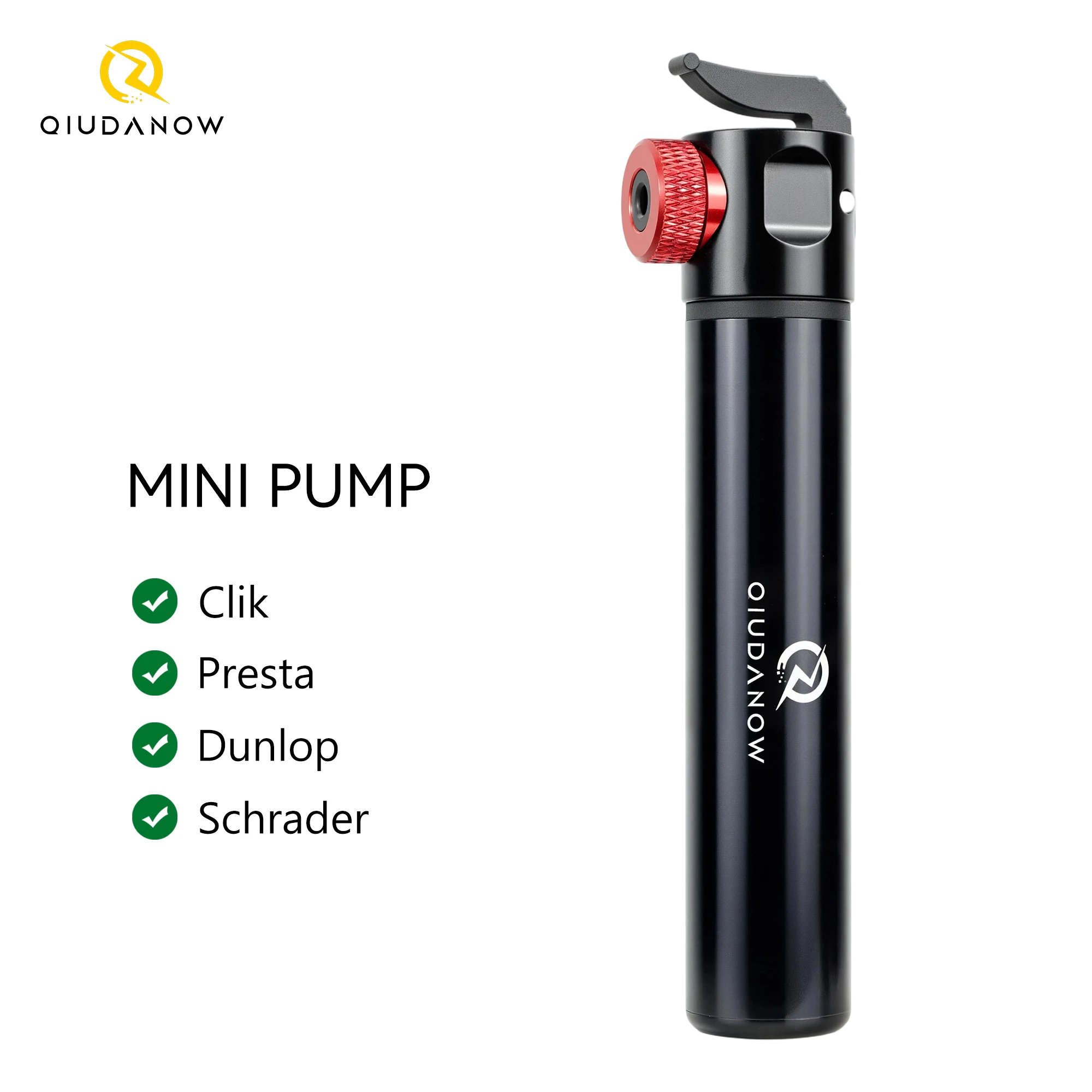 Bomba de bicicleta mini portátil, inflador manual para pneus e bolas, válvulas Schrader, Presta e Clik compatíveis, acessórios para bicicleta de montanha e road bike