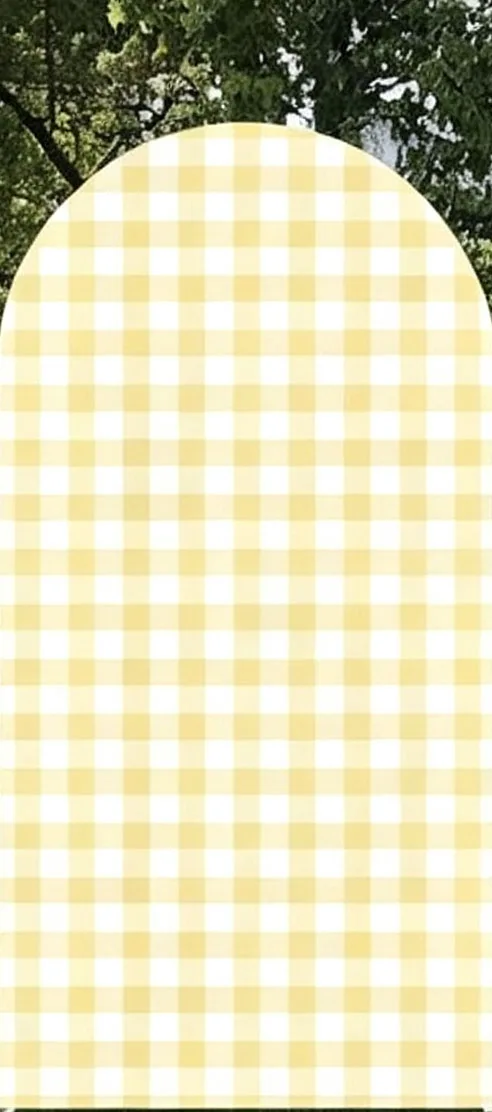 Custom 2-Side Lemon Baby Shower Arch Backdrop Cover Yellow Grid Pink Stripes Diy Name Age Birthday Party Decor Backdrop Photo