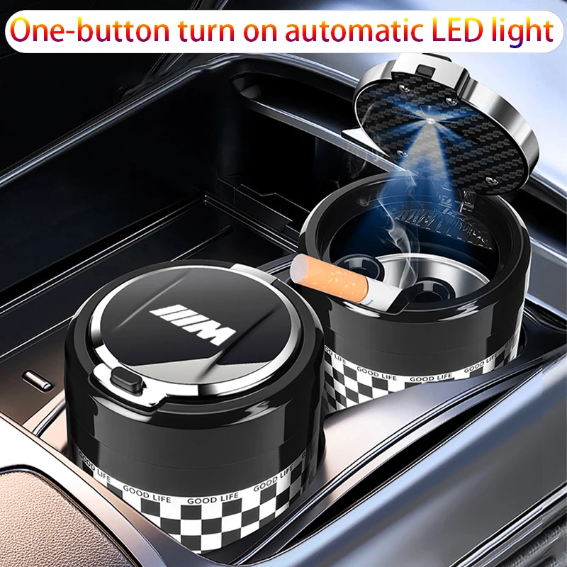 Автомобильная пепельница со светодиодной подсветкой и одной кнопкой для BMW M E90 E60 F30 F10 E39 F20 E36 M2 M3 M5 M6 X1 X2 X3 X4 X5 X6 X7 G30