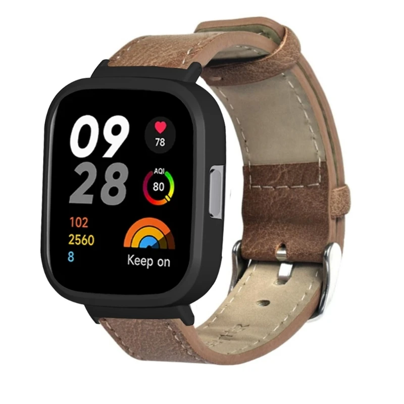 Leermateriaal 2 in 1 horlogeband + horlogekast voor Redmi Watch 3 horlogeband