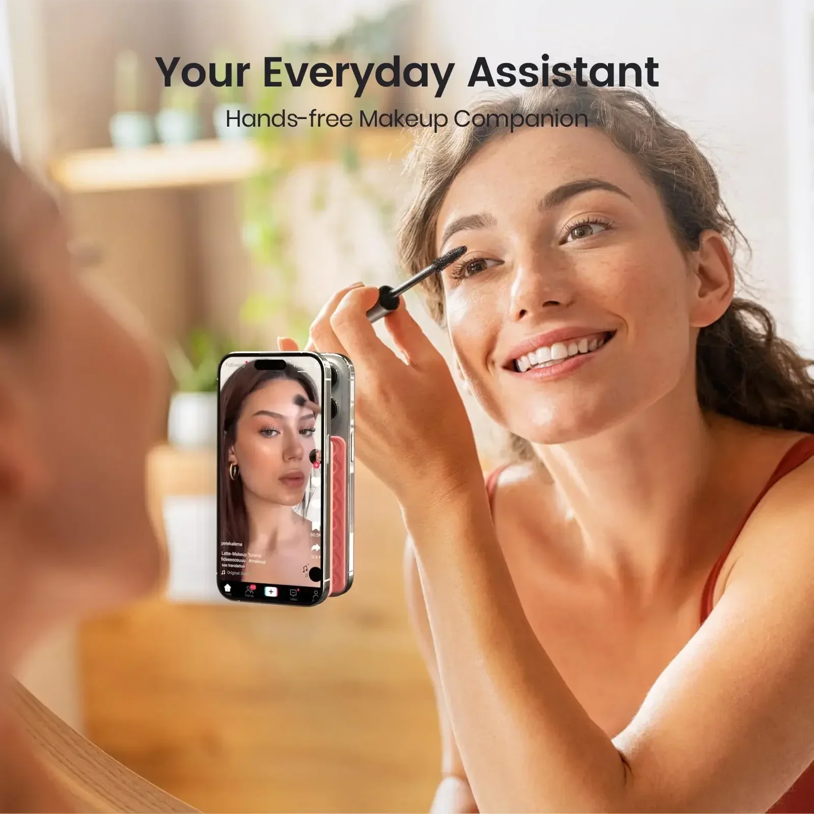 جراب هاتف مزود بكوب شفط من السيليكون، حامل قبضة قوي مزدوج الجوانب بدون استخدام اليدين لصور السيلفي ومقاطع الفيديو لهاتف iPhone Android