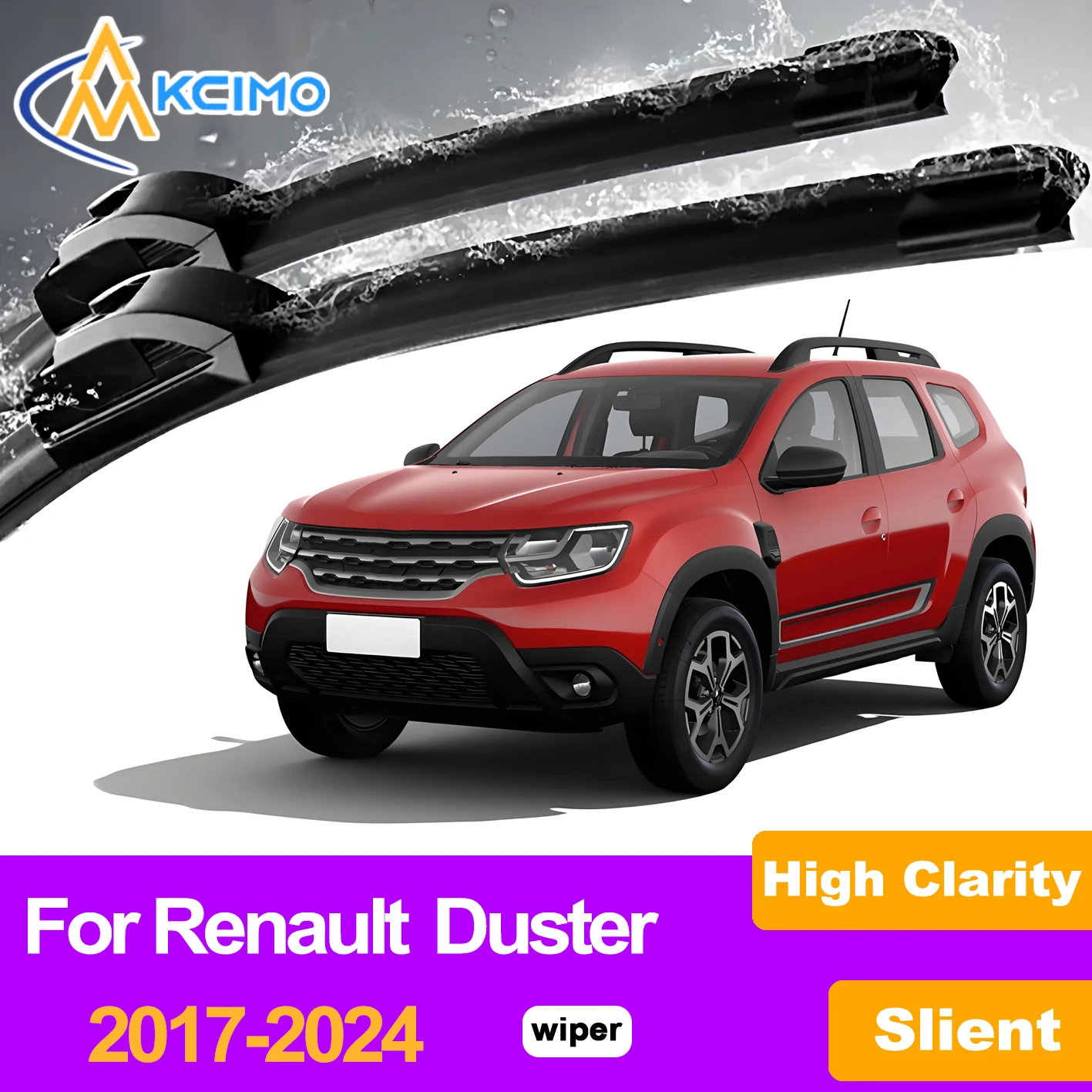 

KCIMO 2PCS Front Windshield Wiper Blades For Renault Duster 2017-2024, Flexible Frame Design - Conforms To Curved Glass