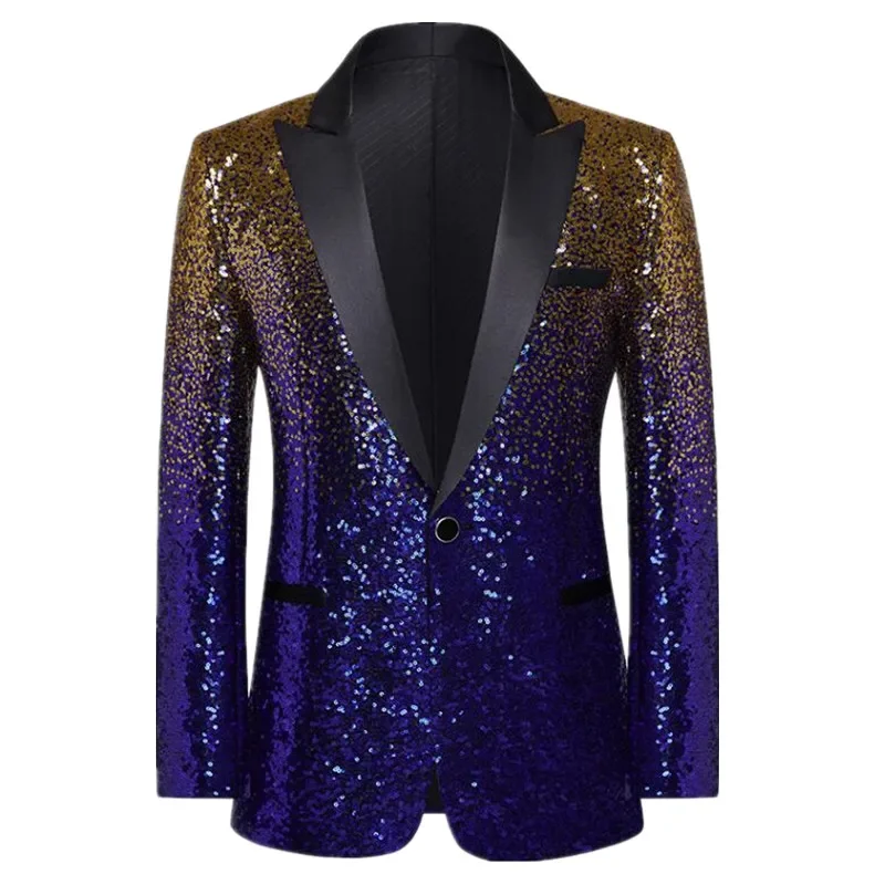 2024 New Men Business Wedding Banquet Luxury Sequin Suit Jacket Singer Stage Performance Dress Coats Slim Fit Blazers