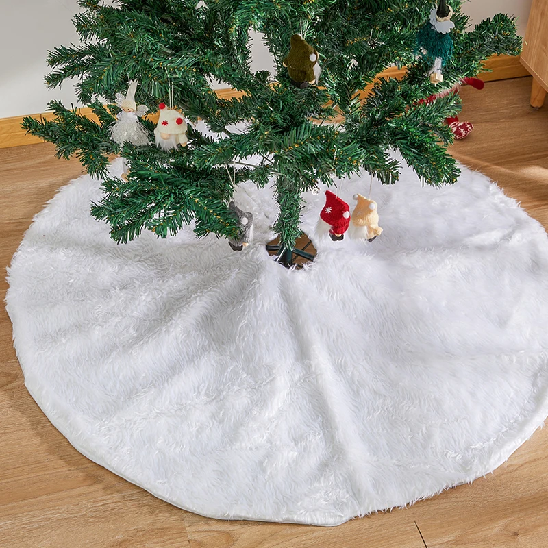 0.9/1.2/1.5m White Christmas Tree Skirt Home Decor Plush Tree Skirt For Christmas Ornament Holiday Modern Living Room Decoration