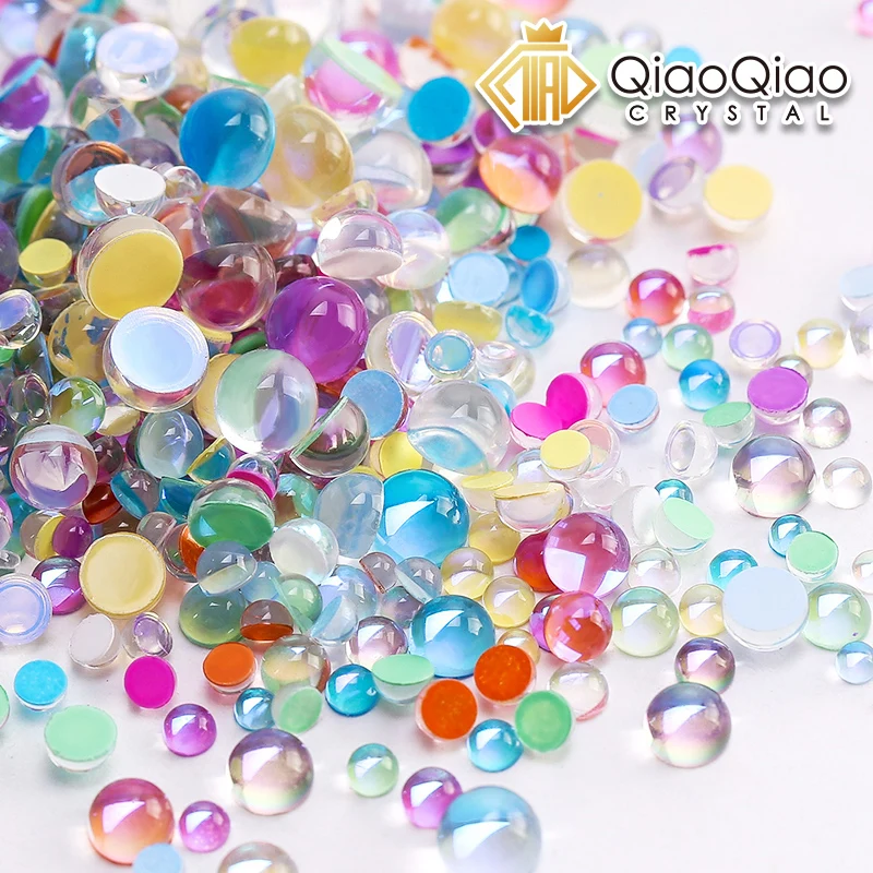 Mermaid Aurora Fantasy Beads Semi-Circular Flat Bottom Pearl Bubble Accessory Mixed Set for Creative Nail Art & DIY Design