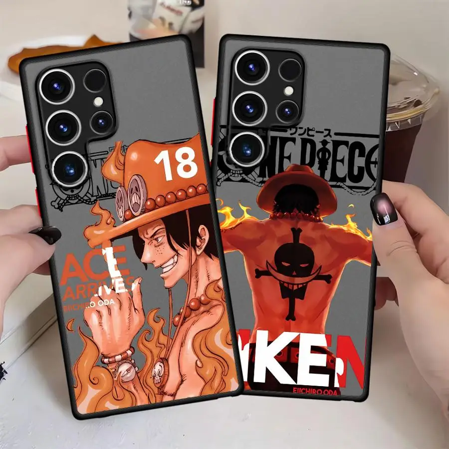 

Anime One Piece Aces Case for Samsung Galaxy S21 S24 FE S25 Edge S10 S20 S9 S22 Plus S23 Ultra Black Edge