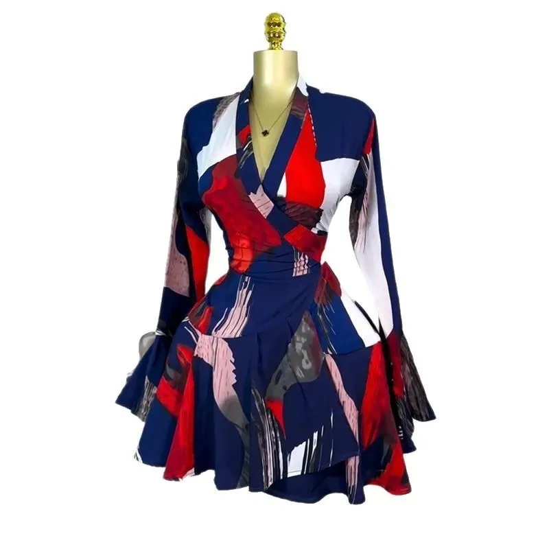 

Женская одежда, новинка лета 2025 года, милое свежее платье с v-образным вырезом и завязками-колокольчиками и высокой талией, короткая юбка, женское элегантное платье