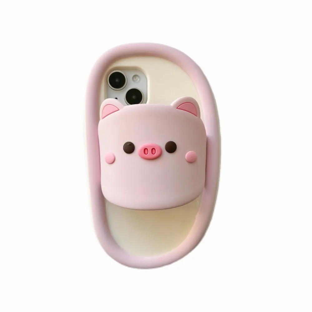 Wacky 3D Cartoon Schweinchen Silikon Handyhülle für iPhone 17 Pro, 17 Pro Max, 16, 15, 14 Pro Max, 13, 12, 11 – Rückseitige Handyhülle