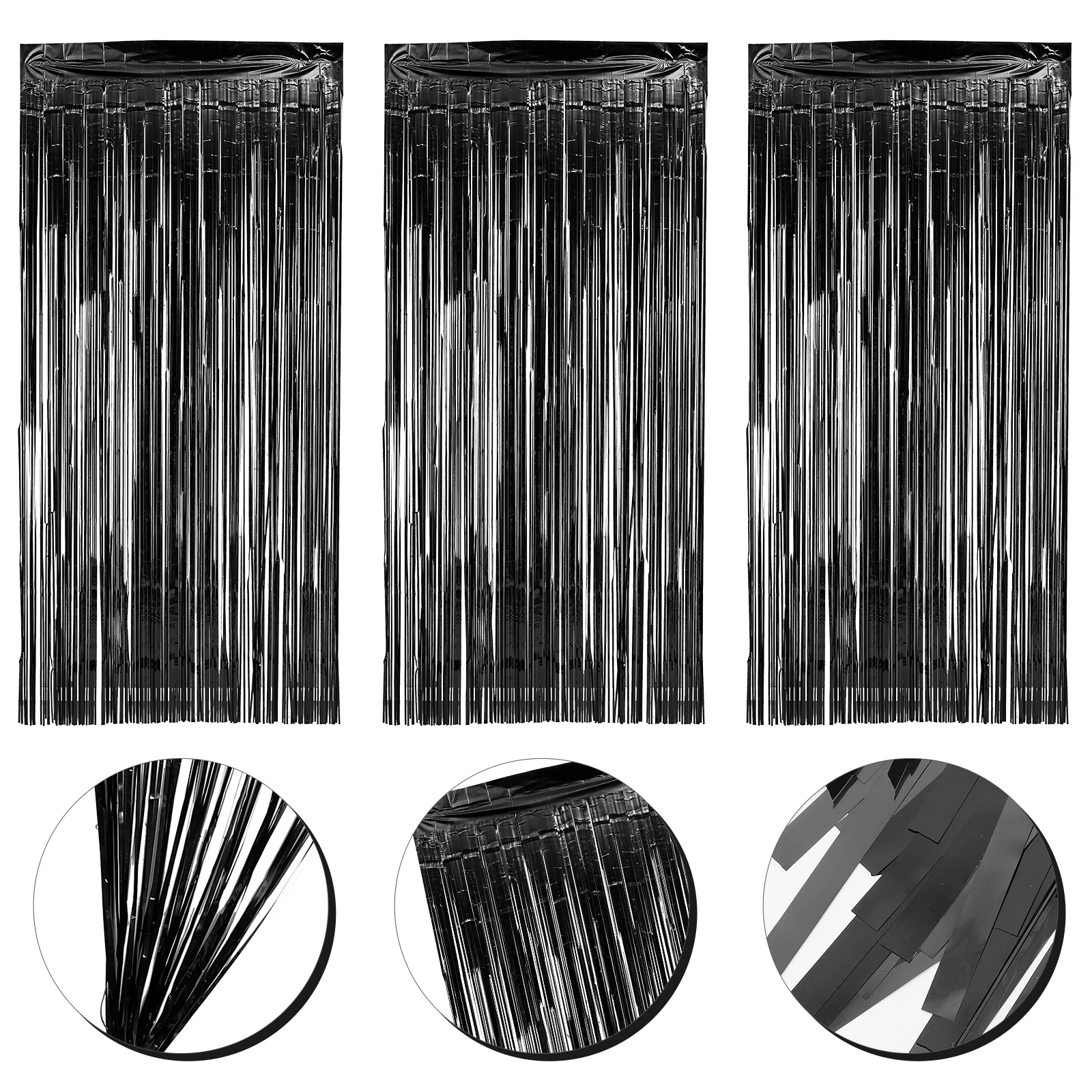 

Curtain Metal Foil Tassel Curtains Fringe Christmas Booth Black Pvc Door Streamers