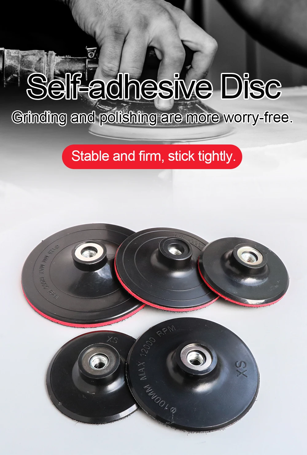 1pc Schleif Disc Stützteller 3/4 zoll 80/100mm Schleifpapier Selbstklebende M10 Haken-Schleife Stützteller fit Sander Grinder – Detail 1