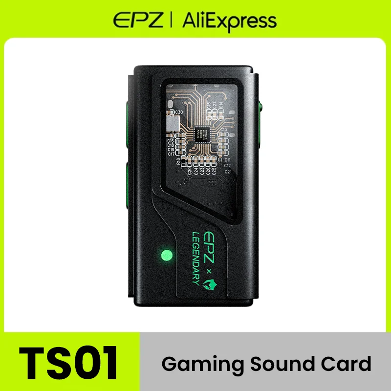 

EPZ TS01 USB-C Gaming Sound Card Hi-Fi Grade DAC Chip Adaptive Dual 3.5mm Ports Portable Sound Card Built-in EQ Visualisation