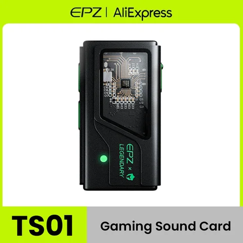 EPZ TS01 USB-C Gaming Sound Card Hi-Fi Grade DAC Chip Adaptive Dual 3.5mm Ports Portable Sound Card Built-in EQ Visualisation