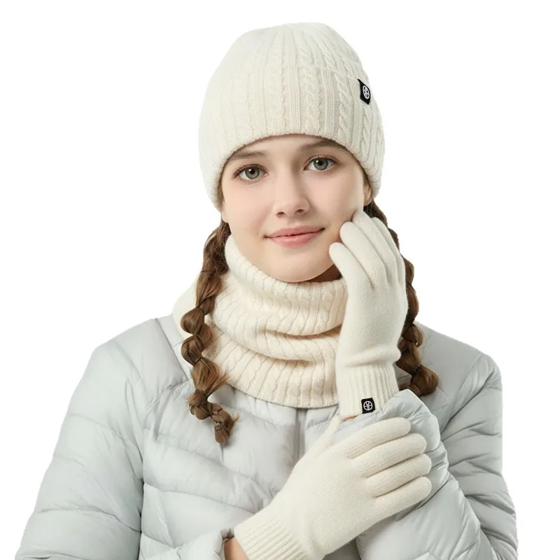 الشتاء أزياء بسيطة محبوك المخلوطة بلون في الهواء الطلق ركاب قفازات دافئة قبعة وشاح 3 قطع مجموعة للرجال والنساء الأوشحة