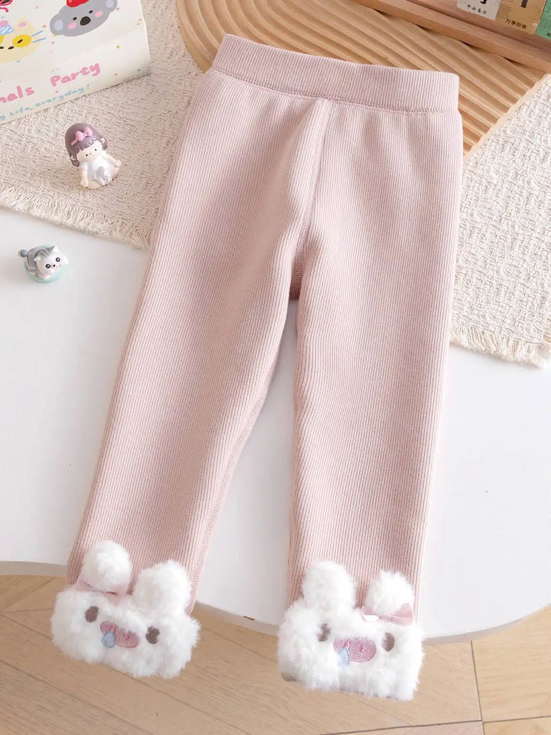 여아용 겨울 기모 안감 만화 토끼 바지 따뜻한 신상 2025 패션 아동복 부드러운 소재