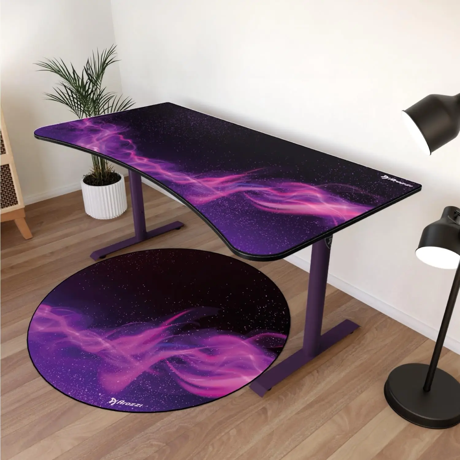 Ultrawide Curved Gaming Desk Purple Galaxy Pattern, Customized