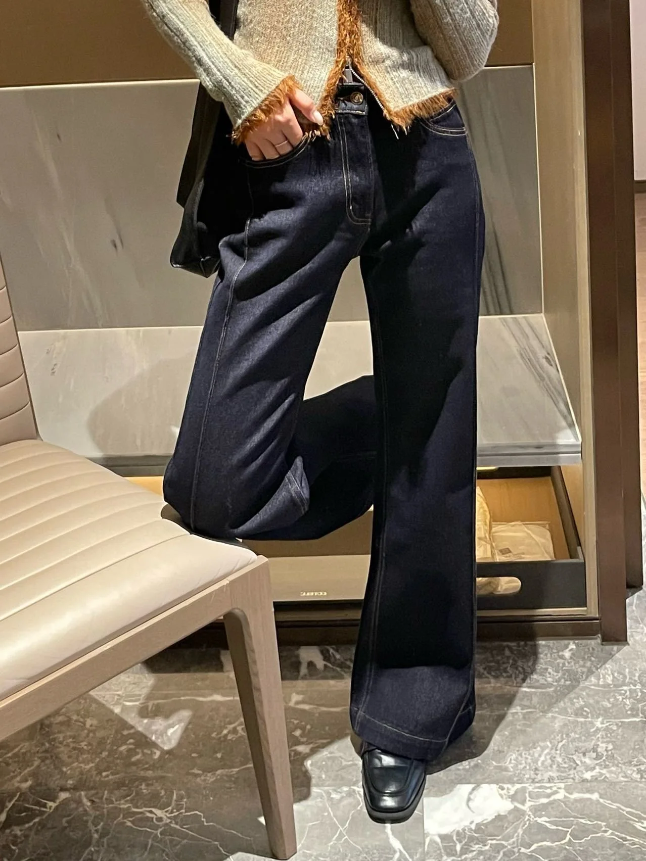 Slimming High Waist Bell Bottom Jeans Super Elastic Early Autumn New Style Ladies Loose Fit Cotton Denim Pants Long Trousers