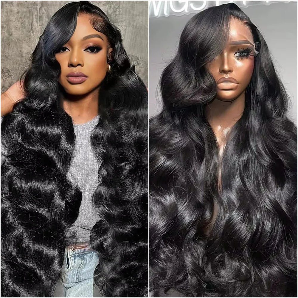 

220 Density HD Transparent 13x6 Body Wave Lace Frontal Wig 360 7x6 Glueless Lace Front Human Hair Natural Color Wigs Pre Plucked