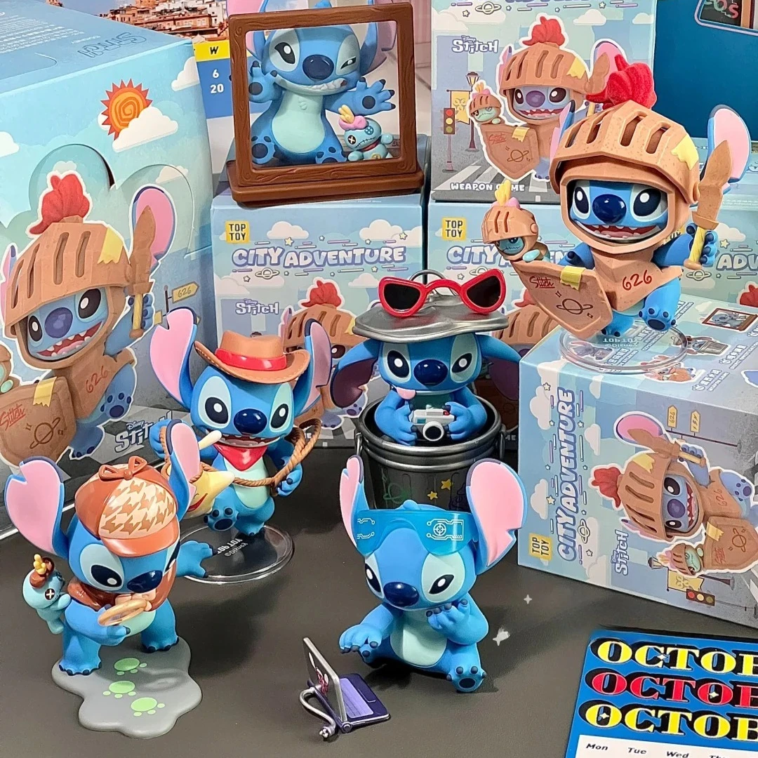 

Stitch City Adventure Series Blind Box Cute Anime Doll Stitch Mystery Box Kawaii Action Figures Surprise Bag Ornament Toys Gift