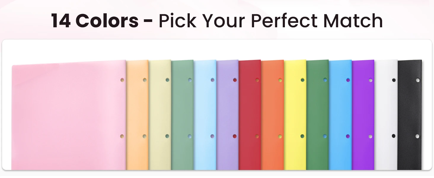 pocket folder for 3 ring binder with 14 colors