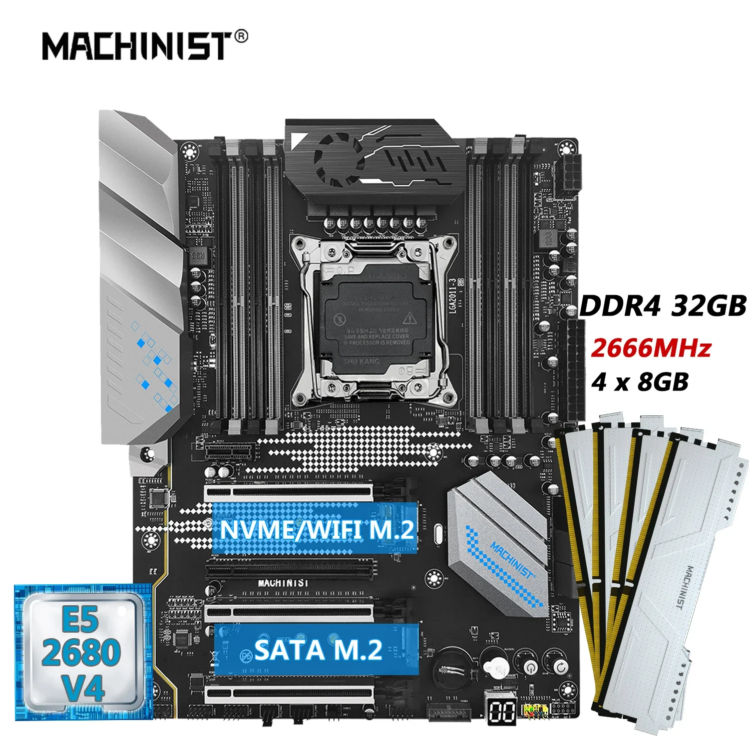 マザーボードコンボ,Machinist-X99 mr9s lga 2011-3キット,xeon e5 2680 v4プロセッサ,ddr4,32gb,2666mhz,ram,nvme,m.2,usb 3.0,4チャネル