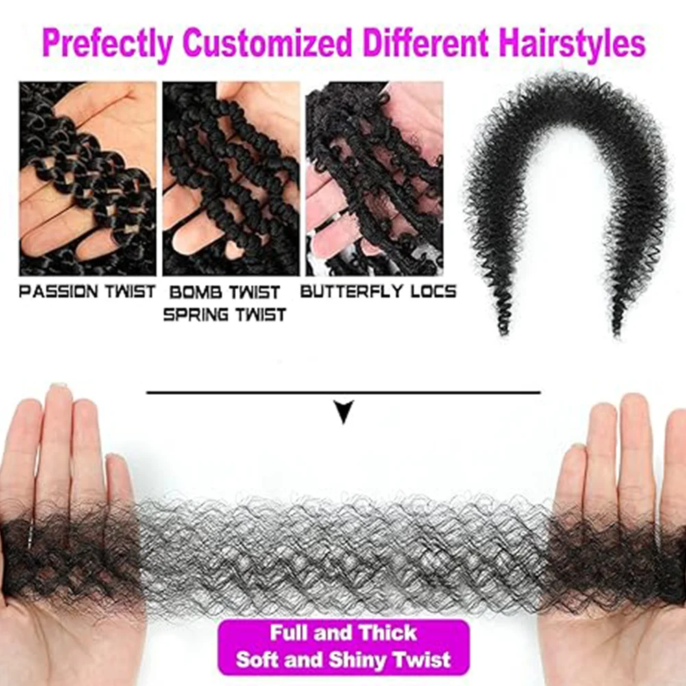 Kinky Twist Marley Braiding Crochet Hair Synthetic Pre-Separated Springy Twist Hair For Butterfly Locs Braids