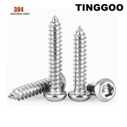 5/50pcs ST2 2.3 2.6 M3 M3.5 M4 M5 M6 304 Stainless Steel Six Lobe Torx Pan Round Head with Pin Security Self-tapping Wood Screw