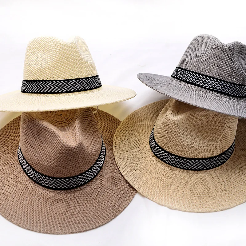 Wide Brim Straw Hat Leisure Summer Cap Jazz Panama  Fashion Travel Leisure Sun Hat for Women Men Simple Style Dad Hat Gift