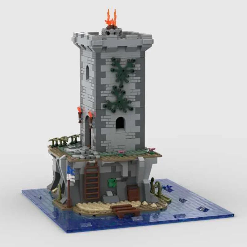 Moc Bausteine Mittelalterliche Burg Modell Insel Leuchtturm Technologie Modulare Blöcke Geschenke Weihnachten Spielzeug DIY Sets Montage