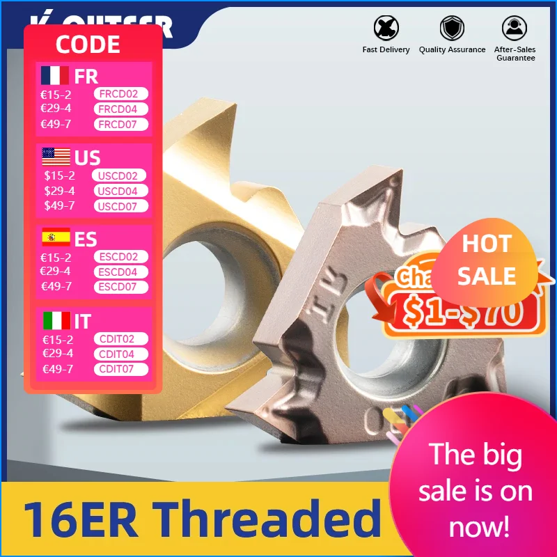 16ER 16ER AG55 AG60 1.0/1.25/1.5/2/2.5/3ISO 11W/14W Thread Turning