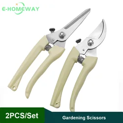 2Pcs Garden Scissors Pruner Fruit Tree Pruning Shears Hand Gardening Grafting Tool Powerful Trimmer Applied to Flowers Branches