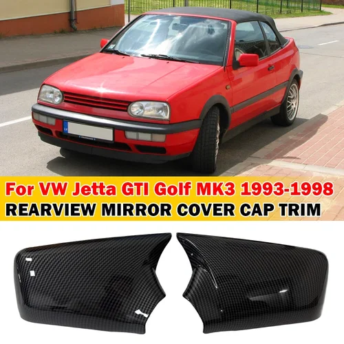 Para VW Golf MK3 Jetta 1993-1998 pegatina de coche cubierta de espejo retrovisor lateral tapa de ala puerta Exterior vista trasera funda embellecedora con apariencia de carbono