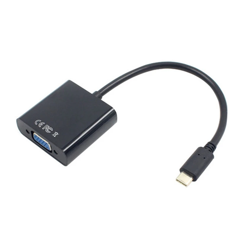 USB-C USB3.1 Type C For Adapter Cable VGA Male To VGA Female Video Transfer Converter 1080P For  12 Inch