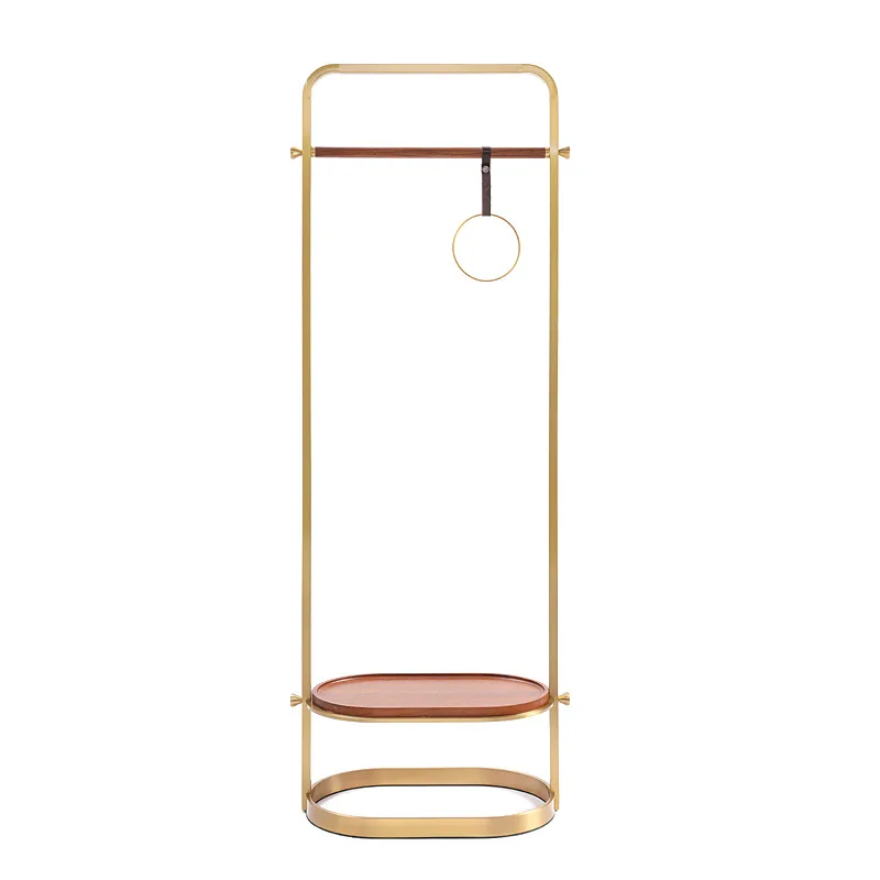 イタリア製の軽贅沢コートラック、寝室用フロアハンガーラック、真鍮ゴールドステンレス製、シンプルな洋服掛け