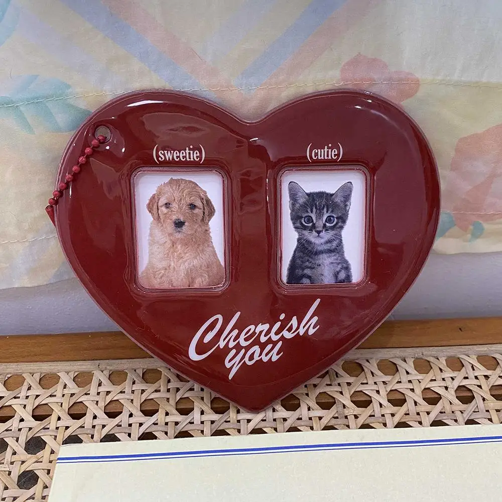 الحب شكل قلب حامل بطاقة الصورة للنساء عشاق الأزياء المعبود إطار الصورة الكورية نمط لطيف قلادة حاملي بطاقة الهوية البلاستيكية