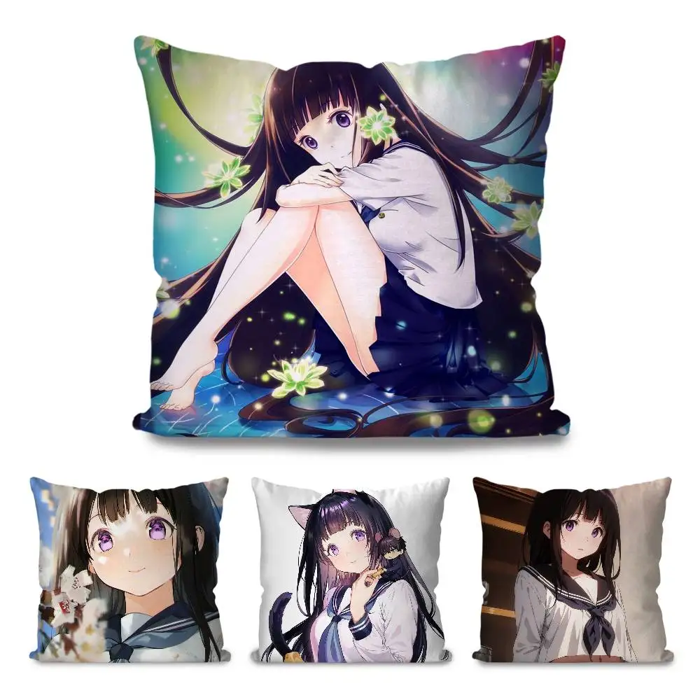 Chitanda Eru Anime Hyouka Pillow Case Fashion Square Pillowcase Bedroom Sofa Room Ins Decoration Leisure