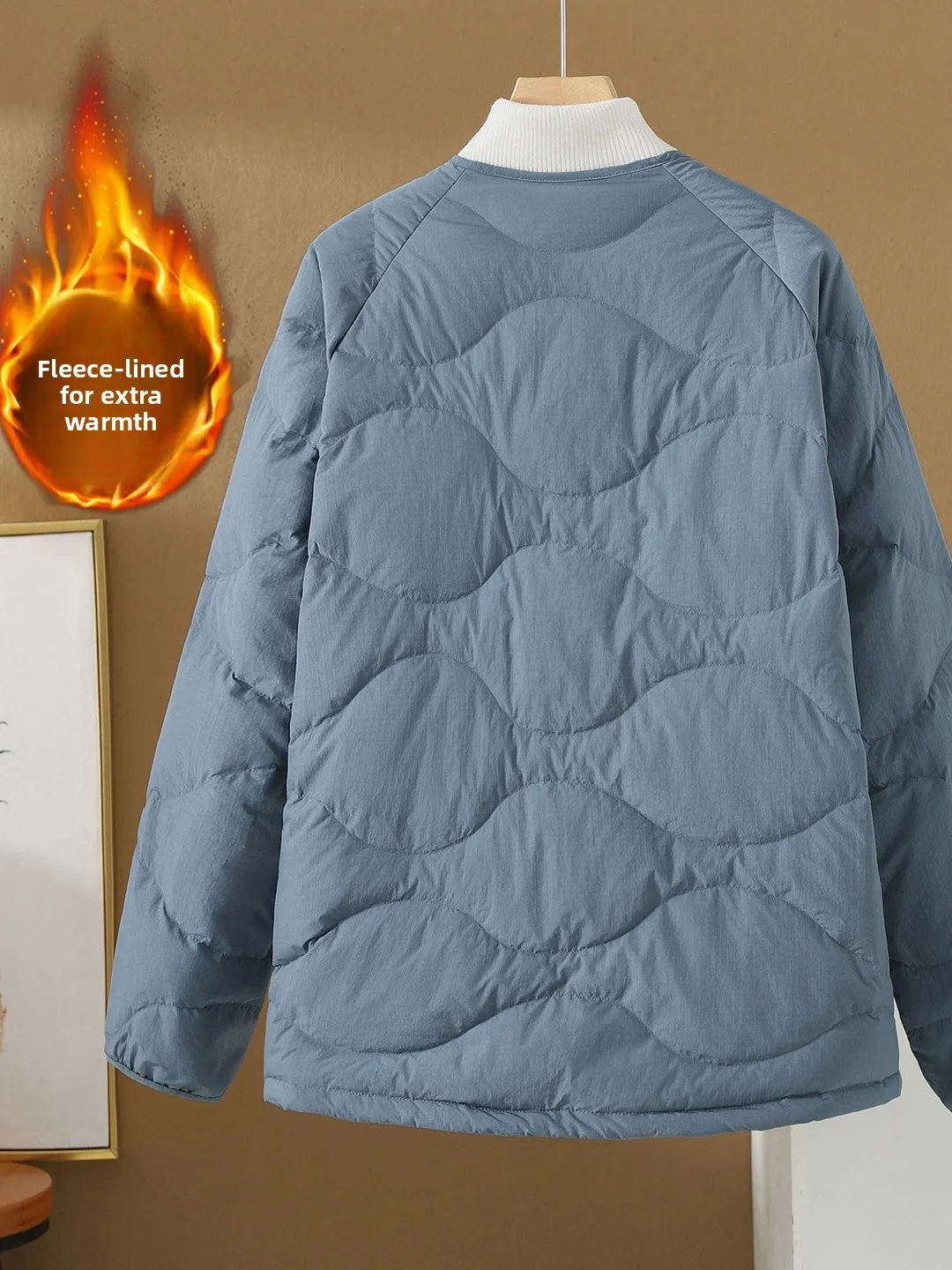 루즈핏 편안한 면 재킷 여성 캐주얼 라운드 넥 코트 클래식 호박 스티치 디자인 다용도 한국 스타일 출퇴근용