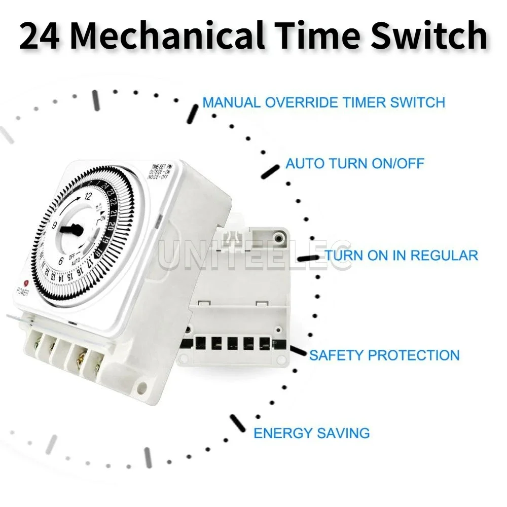 15 Minutes- 24 Hours with Dustproof  Mechanical Timer Witch 2 In 2 Out 16A 220V 50HZ for Home Appliance Commercial Purpose